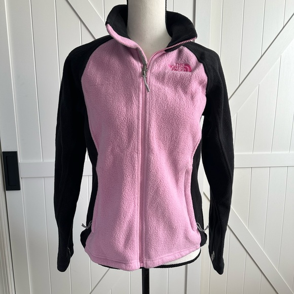 The North Face Pink and Black Fleece Breast Cancer Zip Up Jacket Coat Size Small - Picture 1 of 12
